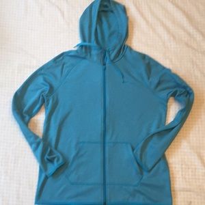 Nike thermafit full zip hoodie women’s Lg blue EUC